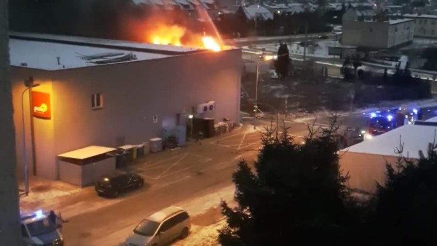 Pożar marketu w Starogardzie